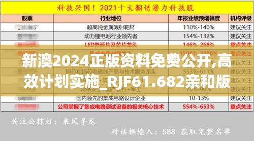 新澳2024正版资料免费公开,高效计划实施_RJF61.682亲和版