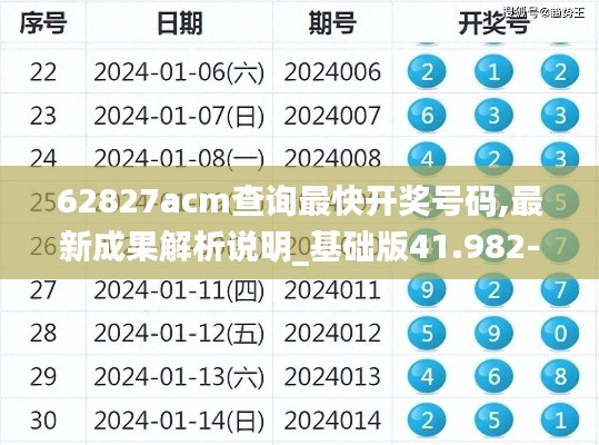 62827acm查询最快开奖号码,最新成果解析说明_基础版41.982-1