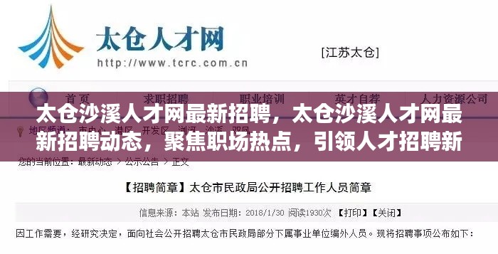 太仓沙溪人才网最新招聘动态，聚焦职场热点，引领招聘新风向