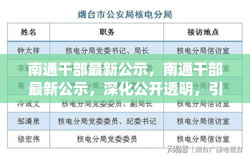 南通干部最新公示，深化公开透明，引领发展新篇章，展现干部新风采