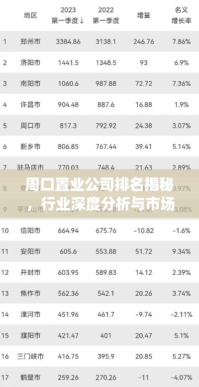 周口置业公司排名揭秘，行业深度分析与市场洞察