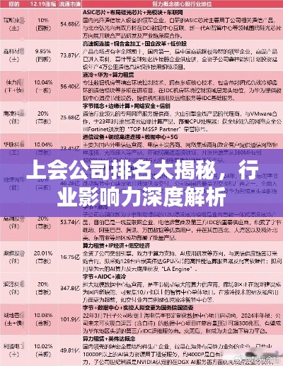 上会公司排名大揭秘，行业影响力深度解析