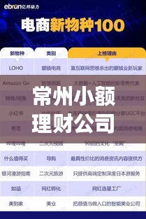 常州小额理财公司排名大揭秘，权威榜单助你做出明智选择！