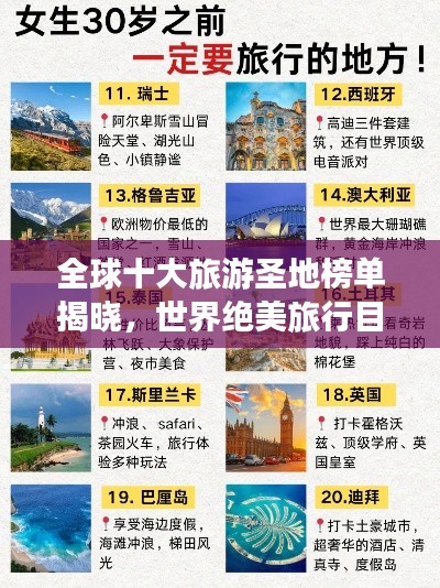 全球十大旅游圣地榜单揭晓，世界绝美旅行目的地探索