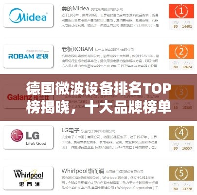 德国微波设备排名TOP榜揭晓，十大品牌榜单不容错过！