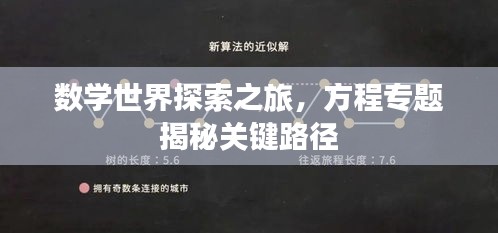 数学世界探索之旅，方程专题揭秘关键路径