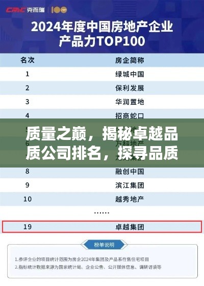 质量之巅，揭秘卓越品质公司排名，探寻品质源头