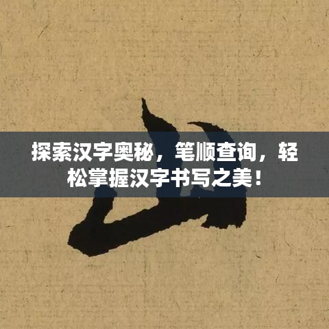 探索汉字奥秘，笔顺查询，轻松掌握汉字书写之美！