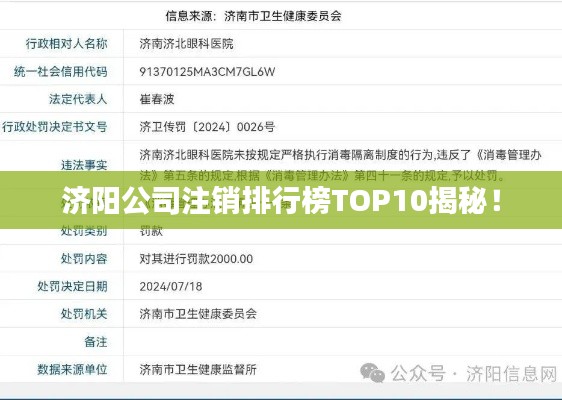 济阳公司注销排行榜TOP10揭秘！