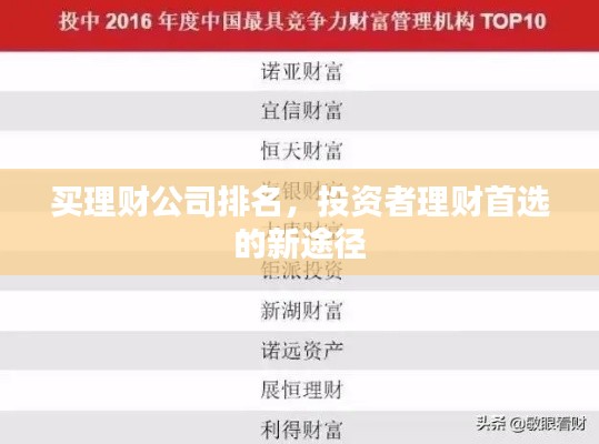 买理财公司排名，投资者理财首选的新途径